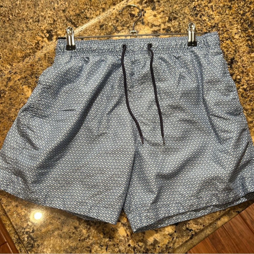 H&M Men's Blue Patterned Swim Trunks Size M